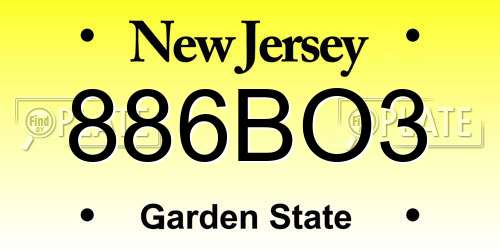 886BO3 New Jersey License Plate