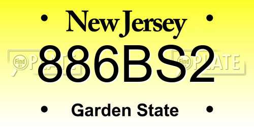 886BS2 New Jersey License Plate