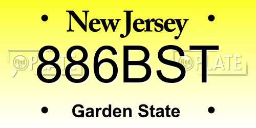 886BST New Jersey License Plate