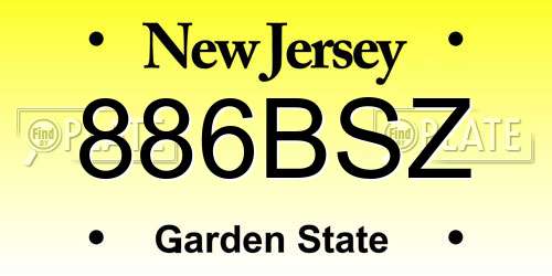 886BSZ New Jersey License Plate