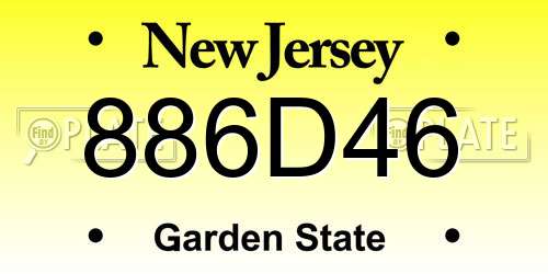 886D46 New Jersey License Plate