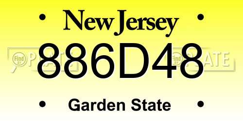 886D48 New Jersey License Plate