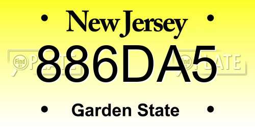 886DA5 New Jersey License Plate
