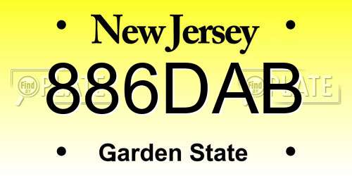 886DAB New Jersey License Plate