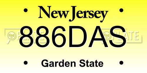 886DAS New Jersey License Plate