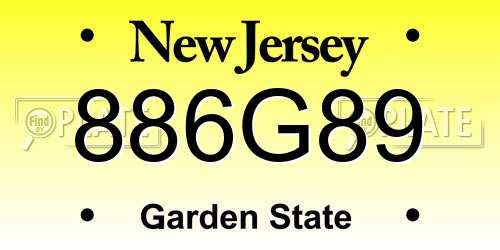 886G89 New Jersey License Plate