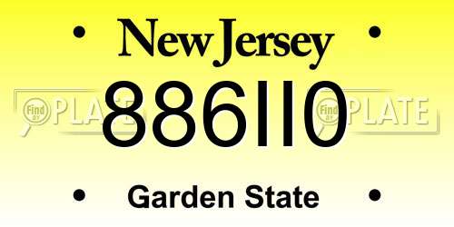 886II0 New Jersey License Plate