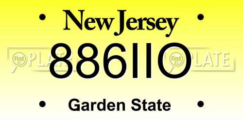 886IIO New Jersey License Plate