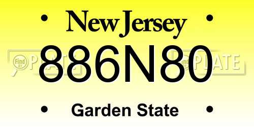 886N80 New Jersey License Plate