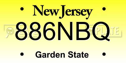 886NBQ New Jersey License Plate