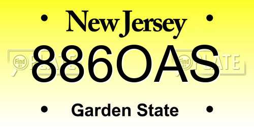 886OAS New Jersey License Plate
