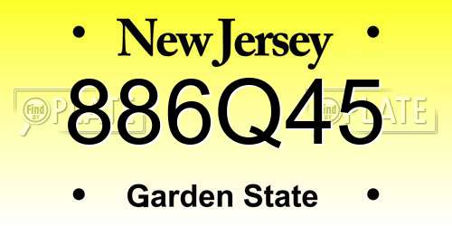 886Q45 New Jersey License Plate