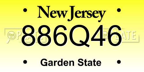 886Q46 New Jersey License Plate