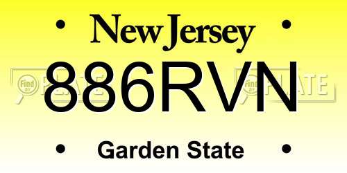 886RVN New Jersey License Plate