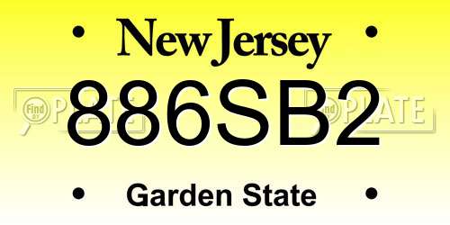 886SB2 New Jersey License Plate