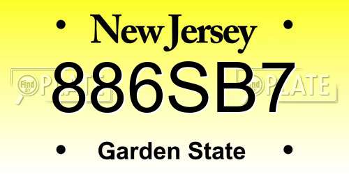 886SB7 New Jersey License Plate