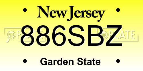 886SBZ New Jersey License Plate