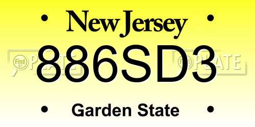 886SD3 New Jersey License Plate