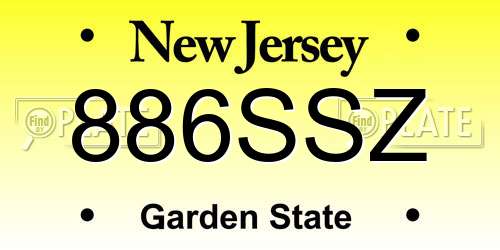 886SSZ New Jersey License Plate