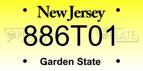886T01 New Jersey License Plate