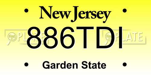 886TDI New Jersey License Plate