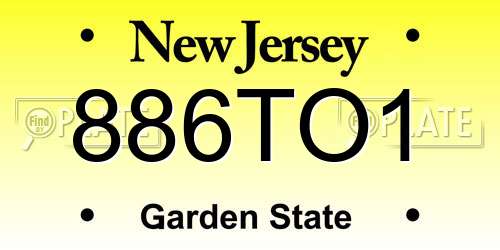 886TO1 New Jersey License Plate