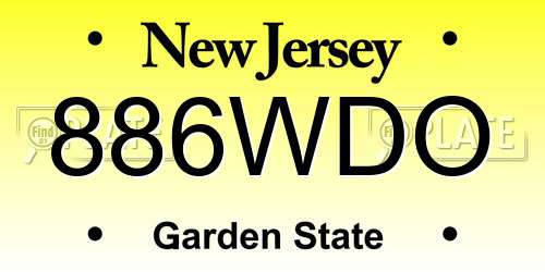 886WDO New Jersey License Plate