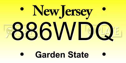 886WDQ New Jersey License Plate
