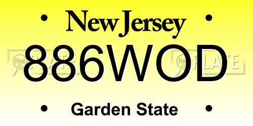 886WOD New Jersey License Plate