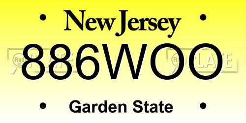 886WOO New Jersey License Plate