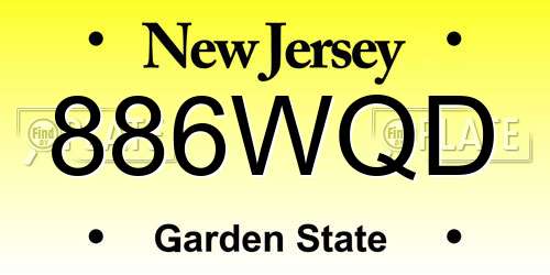 886WQD New Jersey License Plate
