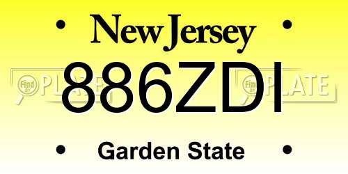 886ZDI New Jersey License Plate