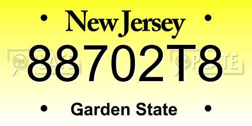 88702T8 New Jersey License Plate