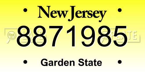8871985 New Jersey License Plate