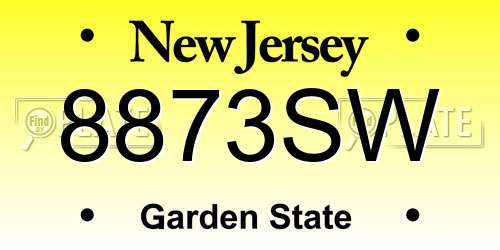 8873SW New Jersey License Plate