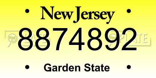 8874892 New Jersey License Plate