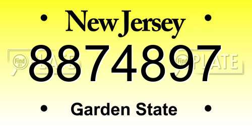 8874897 New Jersey License Plate