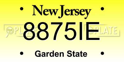 8875IE New Jersey License Plate