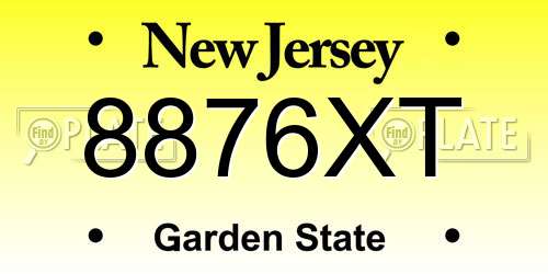 8876XT New Jersey License Plate