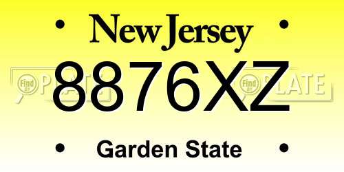 8876XZ New Jersey License Plate