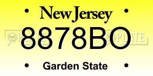 8878BO New Jersey License Plate