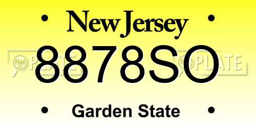 8878SO New Jersey License Plate