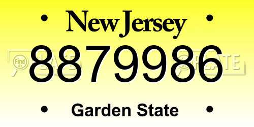 8879986 New Jersey License Plate