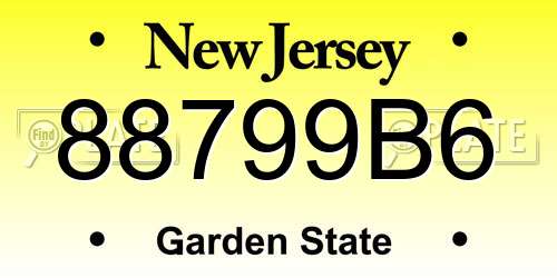 88799B6 New Jersey License Plate