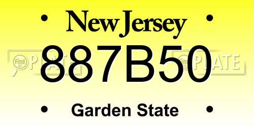 887B50 New Jersey License Plate