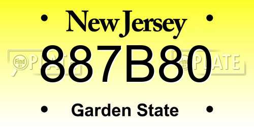 887B80 New Jersey License Plate