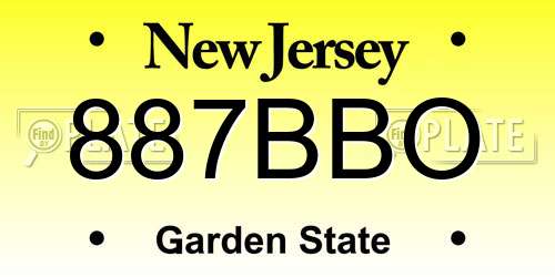 887BBO New Jersey License Plate