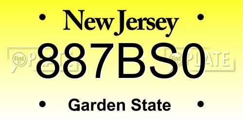 887BS0 New Jersey License Plate