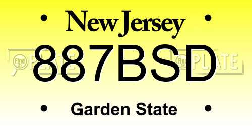 887BSD New Jersey License Plate