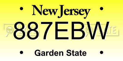 887EBW New Jersey License Plate